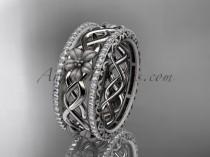 wedding photo -  Platinum diamond flower wedding ring, engagement ring ADLR260