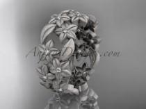 wedding photo -  Platinum diamond floral, leaf and vine wedding ring,engagement ring ADLR250