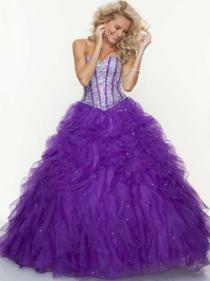 wedding photo -  Ball Gown Sweetheart Natural Floor Length Sleeveless Beading Ruffle Lace Up Organza Deep Aqua Coral Bright Purple Prom / Homecoming / Evening Dresses By Paparazzi 9