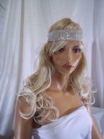 wedding photo -  Beautiful Sparkling Beaded Headband, Rhinestone-Looking Beaded Headpiece, Sparkling Bridal Headband, Glittering Bride Hair Accessory