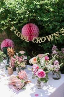 wedding photo - Party Idea: Floral Crown Bar