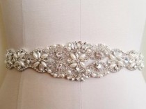 wedding photo - Rhinestones and pearls sash, bridal sash, wedding dress sash