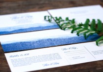wedding photo - Letterpress Wedding Invitations: 'Blue Ridge Mountains' (custom printed)