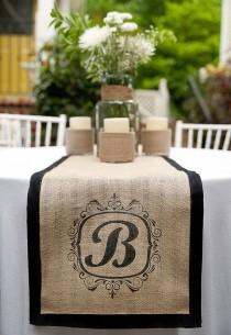 wedding photo - Custom Monogrammed Burlap Runners By A Southern Bucket... Stunning And Perfect For Rustic Elegant Wedding Or Home Decor