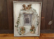 wedding photo - Antique Framed Bridal Veil With Picture Of Bride And Groom Wedding Keepsake
