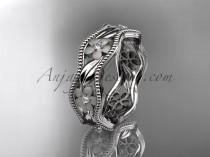 wedding photo -  14k white gold diamond flower wedding ring,engagement ring,wedding band. ADLR190