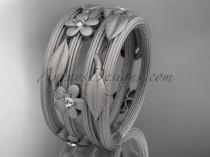 wedding photo -  Platinum diamond leaf and vine, floral wedding ring, engagement ring ADLR242