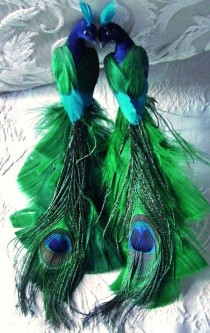 wedding photo - 12 Inch Wedding Peacock Decoration Ornament Feather Tree Topper