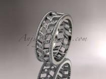 wedding photo -  platinum diamond leaf and vine wedding ring, engagement ring, wedding band ADLR46