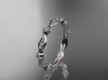 wedding photo -  platinum diamond leaf and vine wedding ring, engagement ring ADLR21B