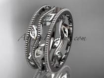 wedding photo -  platinum diamond leaf and vine wedding band,engagement ring ADLR7B