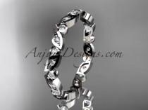 wedding photo -  platinum diamond leaf and vine wedding band, engagement ring ADLR13B