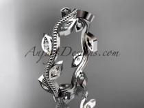 wedding photo -  platinum diamond leaf and vine wedding ring, engagement ring, wedding band ADLR1B