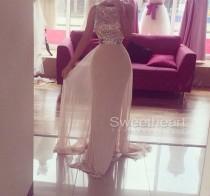 wedding photo -  Custom Made White A-line Round Neck Chiffong Long Prom Dress, Formal Dress from Sweetheart Girl