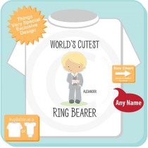 wedding photo - World's Cutest Ring Bearer Shirt or Onesie Bodysuit, Personalized Infant, Toddler or Youth Tee Shirt with cute little boy (07172015c)