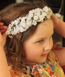 wedding photo - Babys Breath Crown. Floral headband. Flower Girl Headband. Bridal Headpiece. Wedding elastic headband. Newborn Photo Prop.