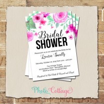 wedding photo - Bridal Shower Invitation, Simple Invitation, Invitations, Bridal Shower Invites, Black & White, Colorful Pink Invitation BS251