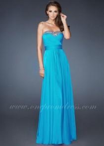 wedding photo -  Turquoise Strapless Sweetheart Prom Gown by La Femme 18899