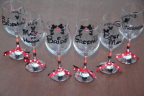 wedding photo - Disney Mickey And Minnie Wedding Wine Glass Set (6)