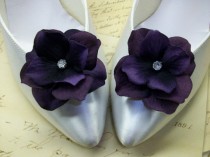 wedding photo - Deep Purple Velvet Hydrangea Wedding Shoe Clips