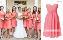 wedding photo -  Pink Bridesmaid Dress In RedBD