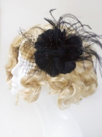 wedding photo - Black Fascinator, Fascinator Hat, Derby Fascinator, Wedding Fascinator, Handmade Fascinator, Black Fascinator Hat, Racing Fashion, H198-BK