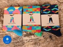 wedding photo - 3 PACK of colorful pattern socks for men / mens socks/ fun socks/ happy socks/ gift for him/ groomsmen gift/ fathers day gift