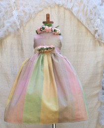 wedding photo - Silk Flower girl Dress /Birthday Dress /Plaid Tea Party Dress / Photography Prop/ Denice Style