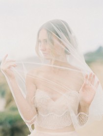 wedding photo - Silk tulle bridal veil, blusher veil, lace edge veil / Style number 1915 Florence