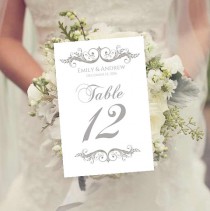 wedding photo - Wedding Table Numbers Template Instant Download Charcoal Gray Printable EZ to Cut 'Sarah' Design FREE FONTS  You Edit Text