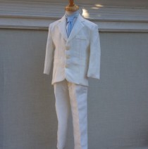 wedding photo - Wedding Ivory linen ring bearer boy suit//first Communion Suit//Wedding Boy Suit//Wedding theme Ties