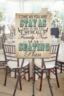 wedding photo - No Seating Plan Wedding Sign with Custom Accent Color