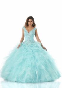 wedding photo -  Buy Australia 2015 Mint Ball Gown Beaded Cascading Ruffles Organza Skirt Floor Length Quinceanera Dress/ Prom Dresses 5539 at AU$332.13 - Dress4Australia.com.au