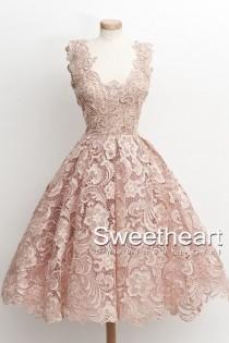 wedding photo -  A-line Short Lace Homcoming Dress, Lace Prom Dress from Sweetheart Girl