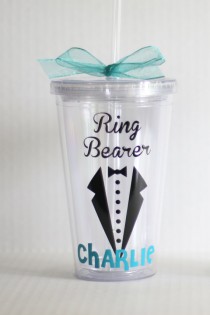 wedding photo - Personalized Tumbler, Ring Bearer, Ring Bearer Tumbler, Ring Bearer Gift, Ring Bearer Cup