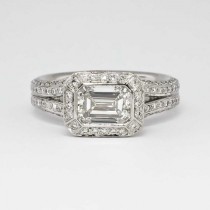 wedding photo - Heavenly Estate Ritani 2.25ct t.w. Emerald Cut Diamond & Pave' Halo Diamond Engagement Ring Platinum