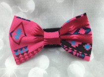 wedding photo - Pink Aztec Small Pet Dog Cat Bow / Bow Tie