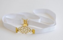 wedding photo - Bridal Belt , Gold belt , Pearl belt , White belt , Vintage Style Belt - Wedding Dress Belt - Wedding Gown Belt , wedding sash , skinny