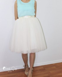 wedding photo -  Cassie Ivory Tulle Skirt, Layered Puffy Princess Tutu in Champagne / Knee-Length Tutu - Length 23.5"