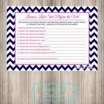 wedding photo - Last Sail Before the Veil Bachelorette Party/Lingerie Shower Who Knows the Bride Best Game- Printable Game - Colors & Text Customizable