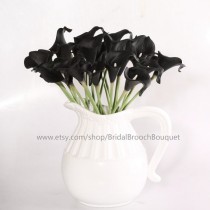 wedding photo - Calla Lily bouquet  black 20pcs latex Real Nature Touch Flowers Bridal Bouquet Wedding Bouquet with Scent  the same as real flower for DIY