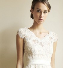 wedding photo - Lace Cap-Sleeve Wedding Gown - Elissa