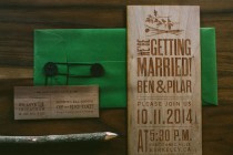 wedding photo - Nature Inspired Wooden Engraved Wedding Invitation