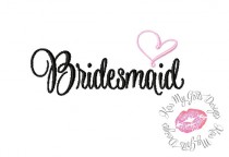 wedding photo - Bridesmaid with Heart Machine Embroidery Design