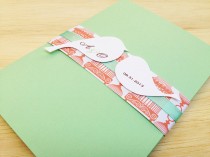wedding photo - Mint and Coral Wedding Invitation Pocketfold, Lovebirds - Sample