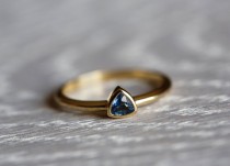 wedding photo - Trillion Sapphire Ring, Sapphire Ring, Sapphire Engagement Ring, Blue Sapphire Ring, Triangle Sapphire Ring