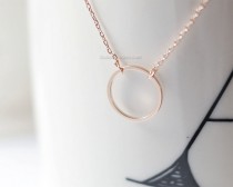 wedding photo - Circle Karma Rose Gold necklace, Infinity, Eternity, Circle, Ring Necklace--dainty, simple, birthday, wedding gifts, bridesmaid gifts