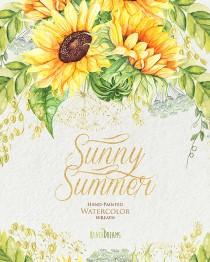 wedding photo - Watercolor Wreath Sunflower with Wild Herbs. Bohemian Boho Flowers. Hand Painted Wedding Wreath. Digital DIY invitations. Greeting card