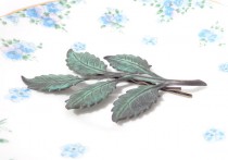 wedding photo - Verdigris Leaf Branch Hair Pin - Woodland Collection - Whimsical - Nature - Bridal