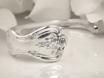 wedding photo - Cuff Bracelet, Silver Cuff, Spoon Bracelet, Cuff, Wedding Bracelet, Spoon Jewelry, Silverware Bracelet - 1951 Magnolia - Size Small - Medium